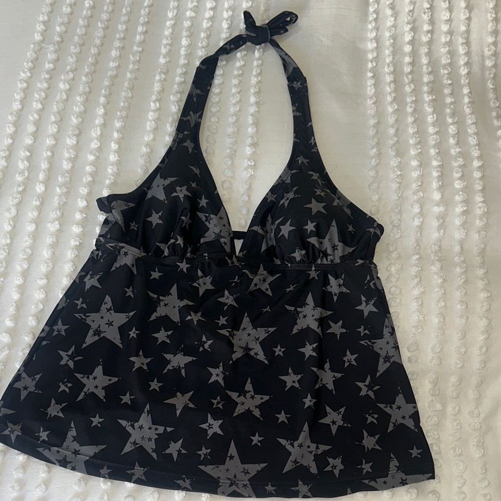 Black and Gray Star Bathing Suit Halter Top
